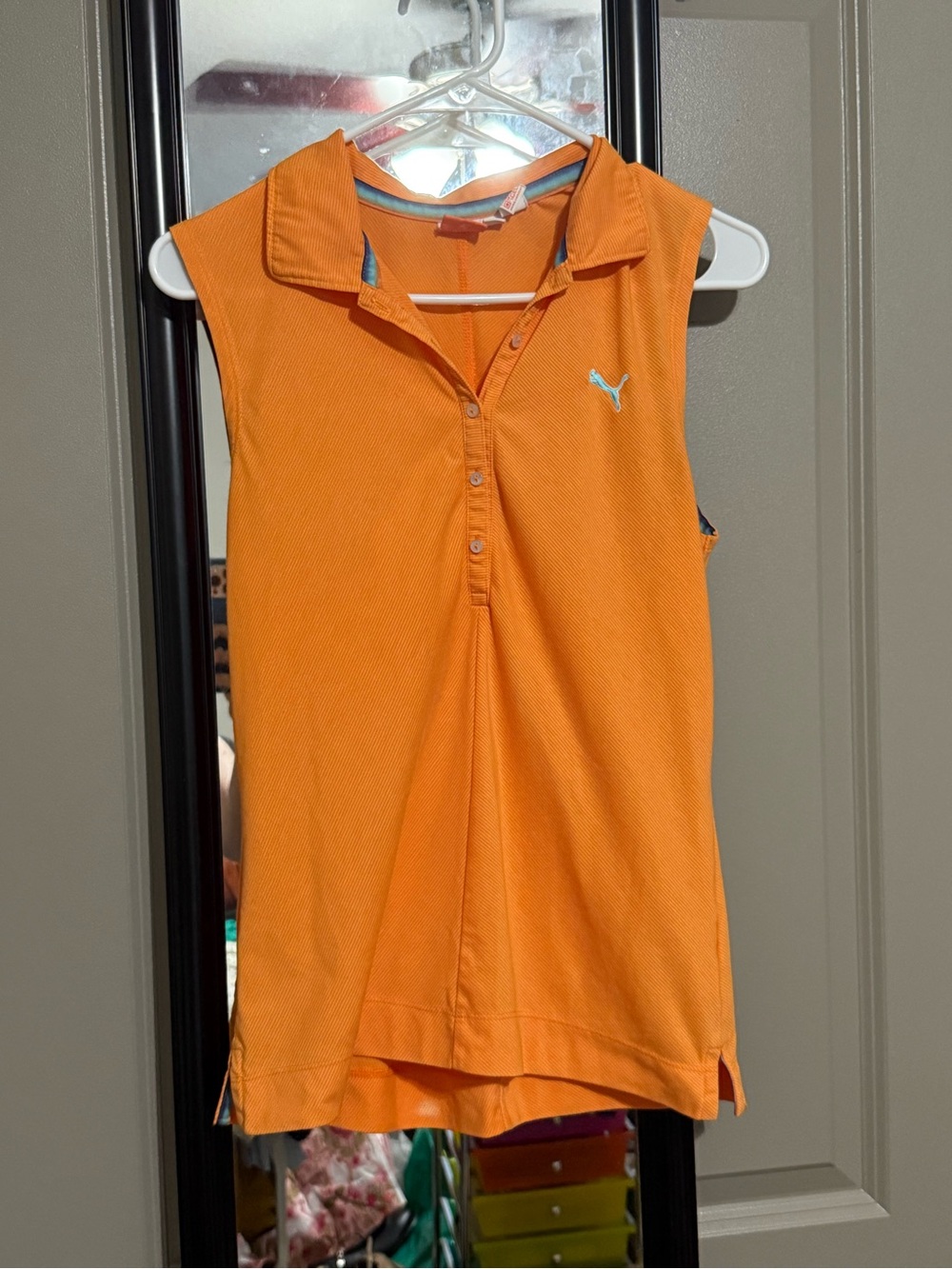 Puma Orange Polo with Aqua Trim